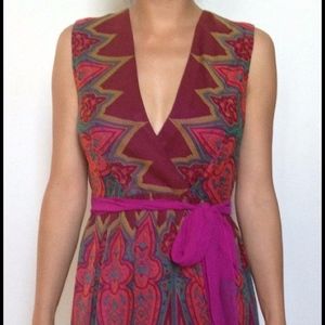 Anthropologie silk wrap around dress size 6